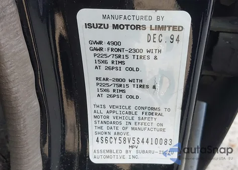 1995 Honda Passport Ex/Lx z USA, uszkodzony, nr VIN 4S6CY58V5S4410083